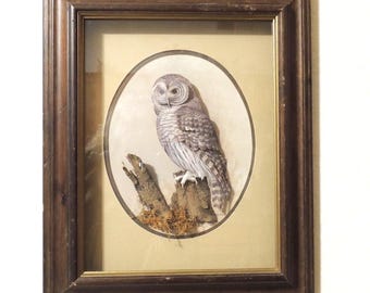 Signed 1970's Erwin Rambow Owl Papier Tole, 3D Dimensional Hand Crafted Art.