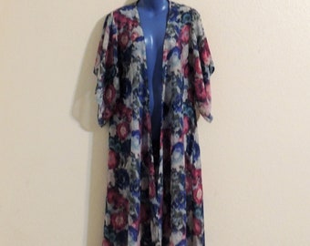 Sheer Floral Kimono, Cover Up, Jacket, OS.