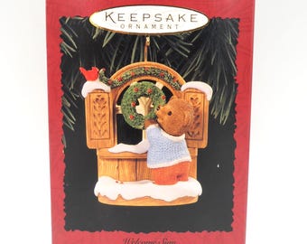 1996 Hallmark Keepsake Ornament "Welcome Sign,". Tender Touches Collection.