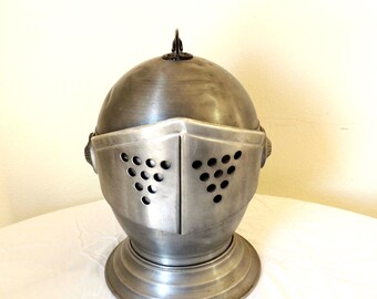 1960s Knight Helmet Ice Bucket Medieval Barware, Retro Novelty Bar Cart Decor, Hong Kong