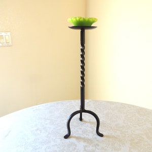 1980s Twisted Wrought Iron Candle Holder in Chocolate brown.