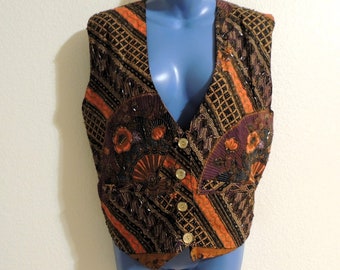 Creazioni Effect Beaded Vest Size Large, Made in Indonesia.