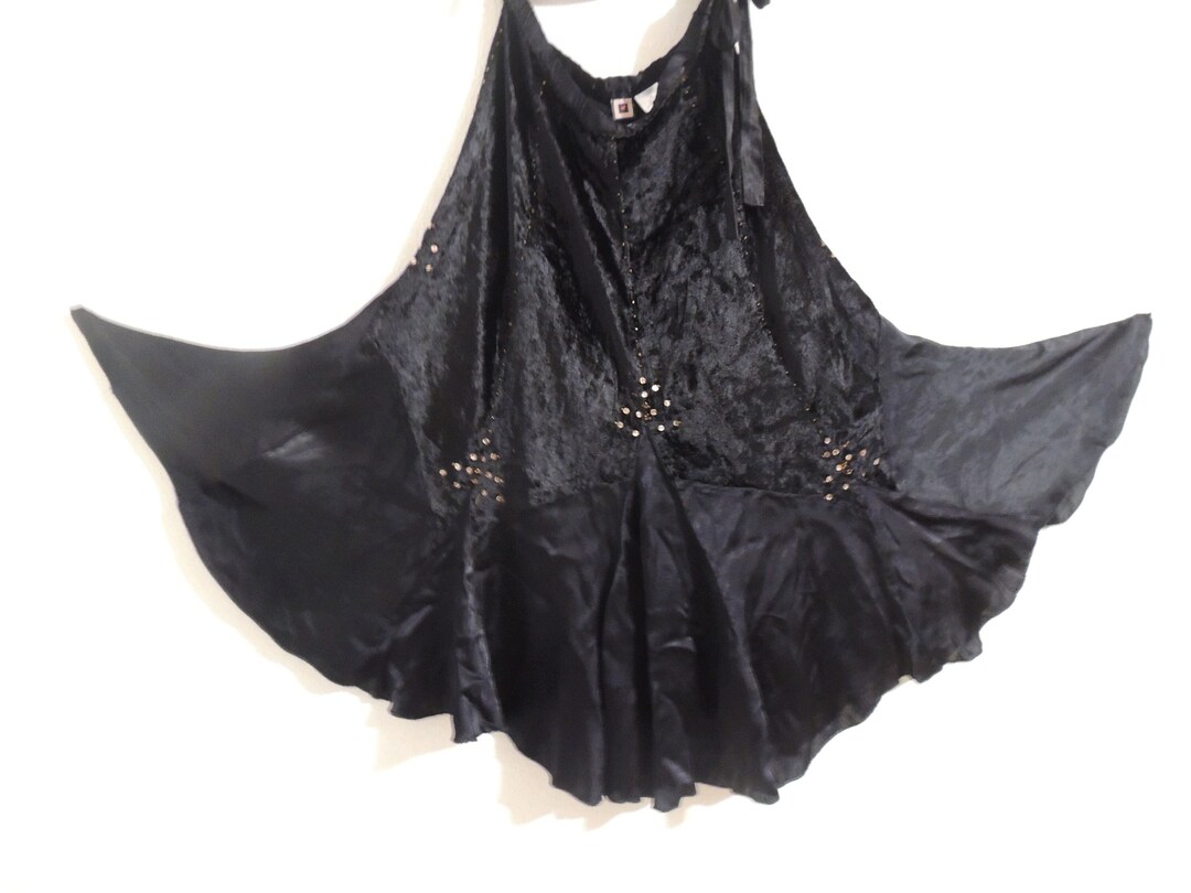 Vintage Forbidden Velvet Broomstick Maxi Skirt Made in India Hand Sewn