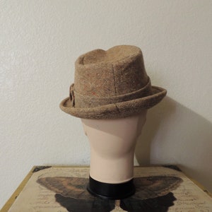 Vintage Men's Pendleton Fedora, size 7, Cream, Tan and Orange specks, Adjustable brim. image 8