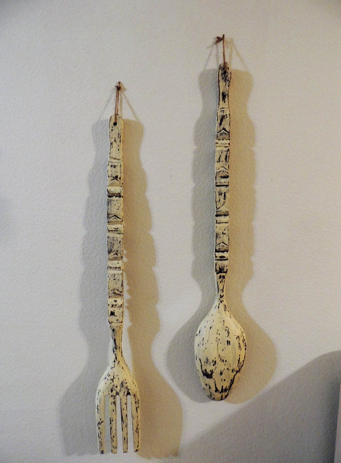 Giant Hawaiian Carved Wood Tiki Fork and Spoon Set Wall Décor Etsy
