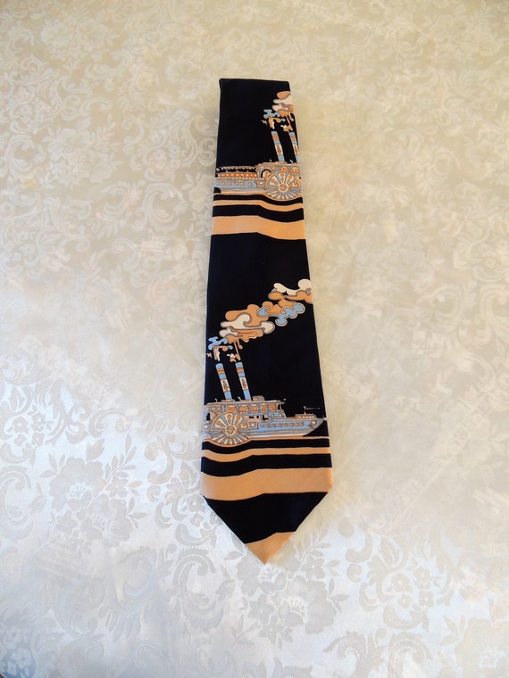 1970's Paddle Boat Necktie by Sears The Men's Sto… - image 3