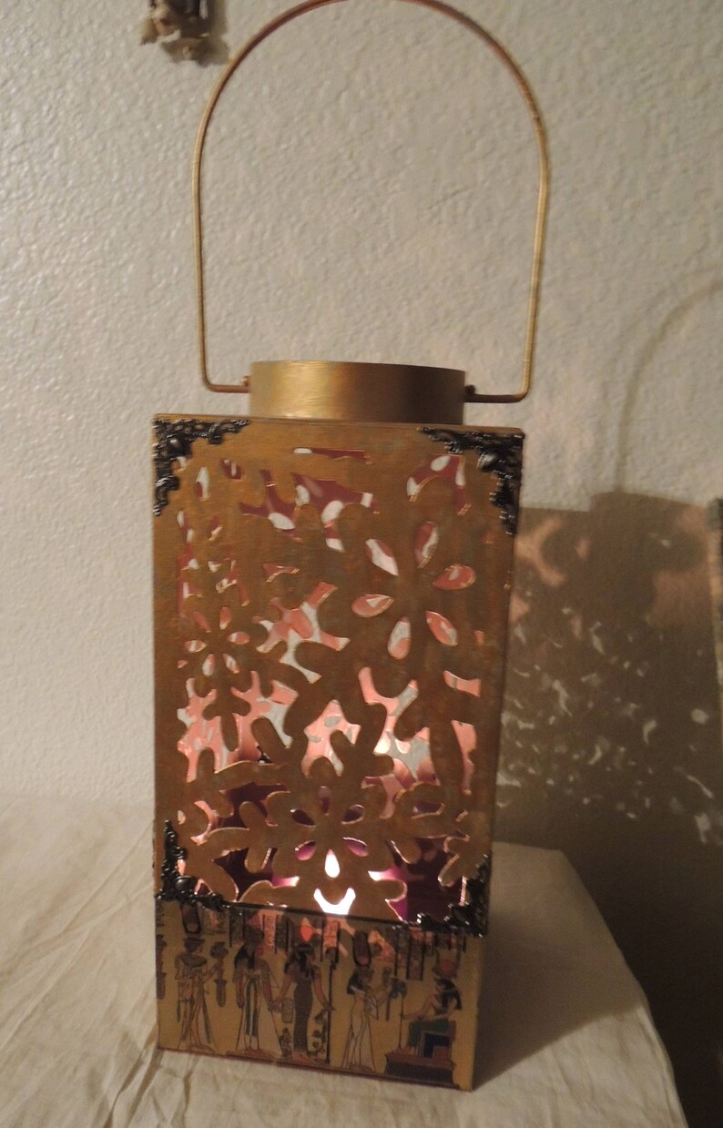 Egyptian Tarnished Copper Look Lantern / Candle Holder Etsy