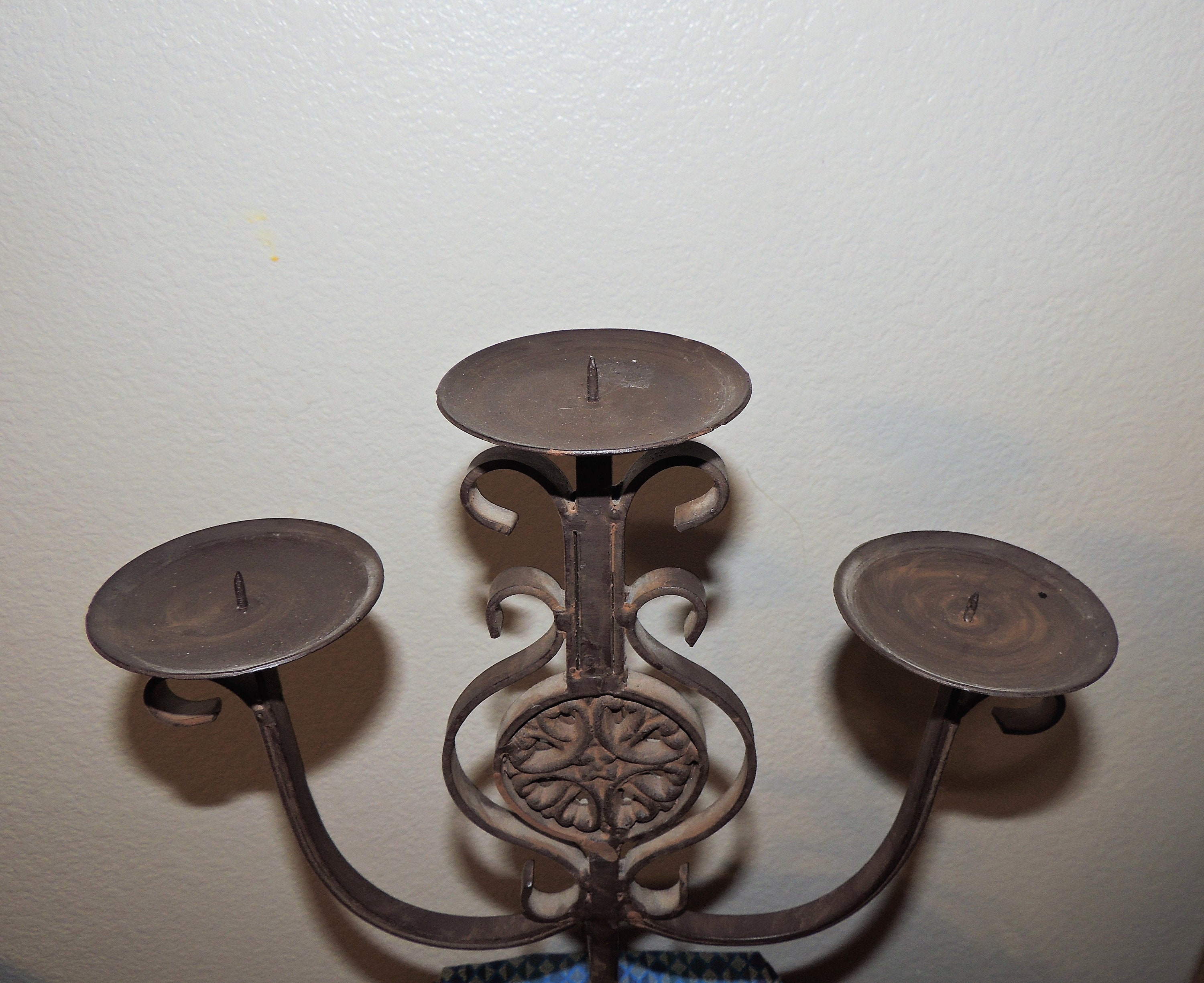 Vintage Wrought Iron 3 Pillar candle Holder with Scrolling and Etsy