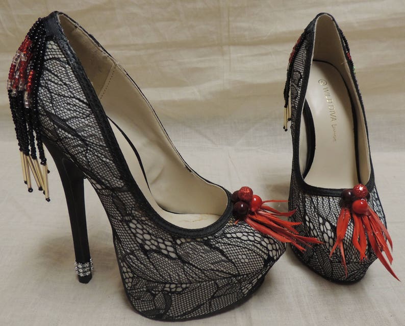black lace pumps
