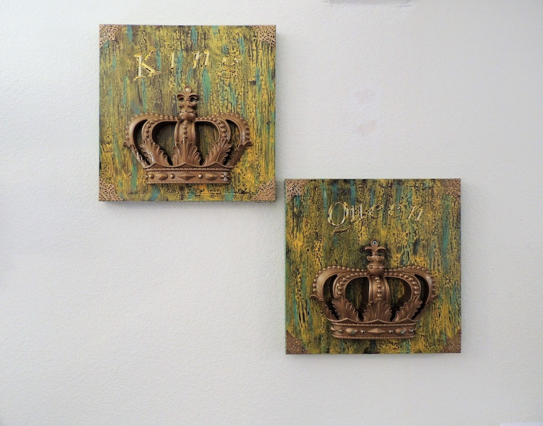 Pair of His and Hers King and Queen Bedroom Wall Decor With 3 Etsy