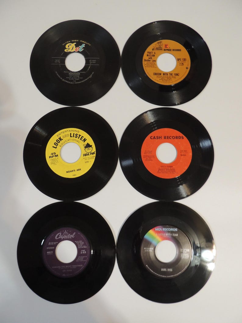 Six 40's, 50's, 60's, 70's, 45 Vinyl Records. - Etsy