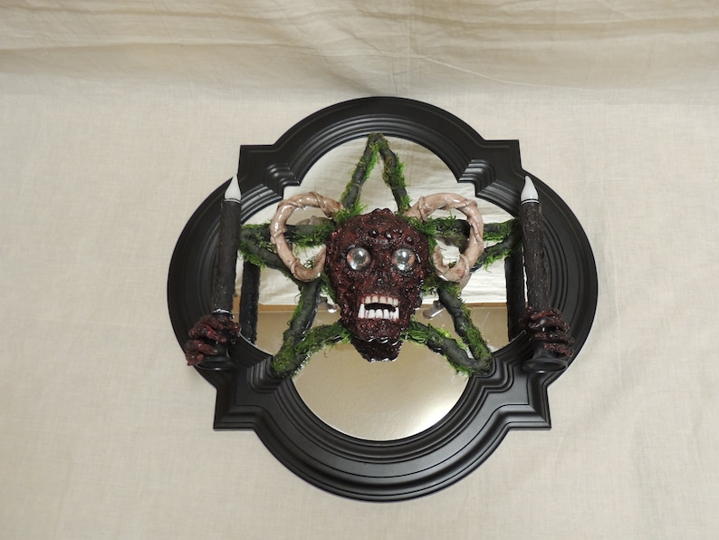 Skull Horns Pentagram Mount Faux Taxidermy Candelabra. Pentacle Wall Art Skull Wall Hanging Oddity Macabre Candle Holder Wall Mount
