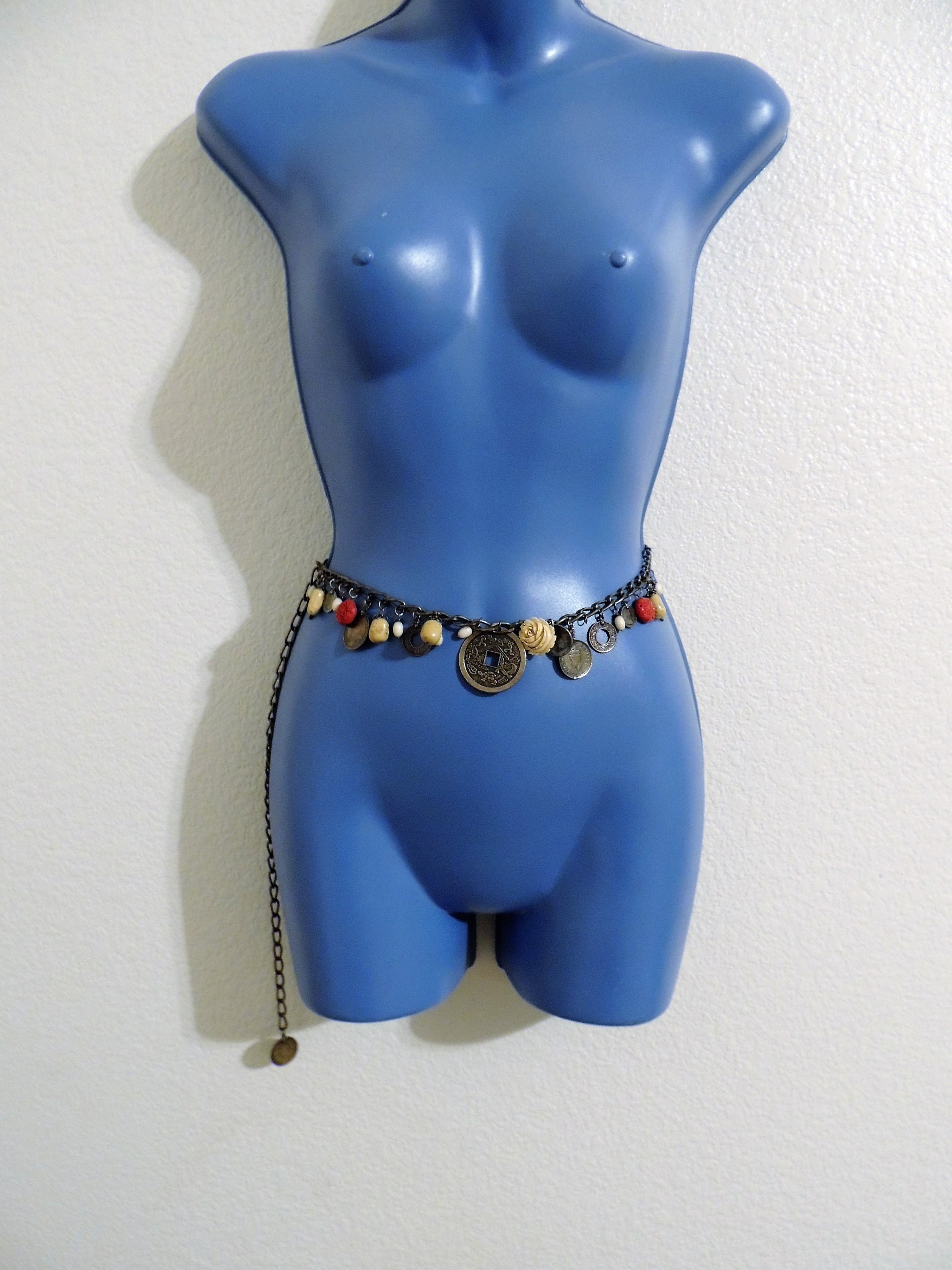 Vintage 1950s East Indian Belly Dancer Belt, With Old Coins 