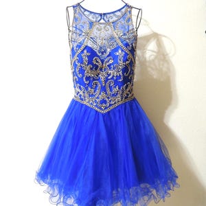 Royal Blue and Gold Short Dress - Etsy