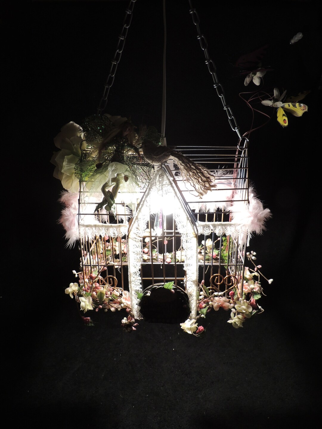 Picture of Lighted Bird Cage, Crystal, up Cycle, Fairy House, Fairy Door, Flowers ...