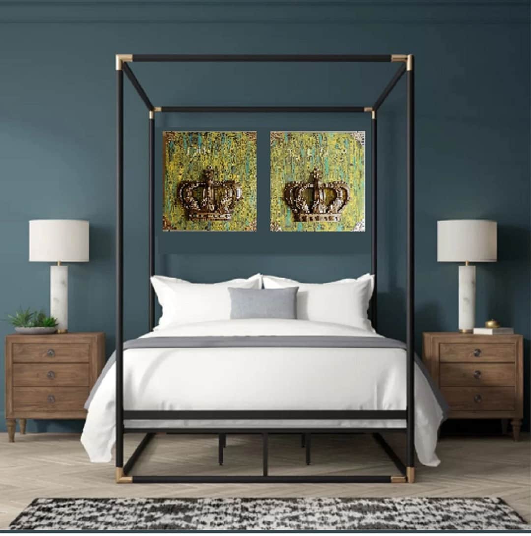 Pair of His and Hers King and Queen Bedroom Wall Decor With 3 ...