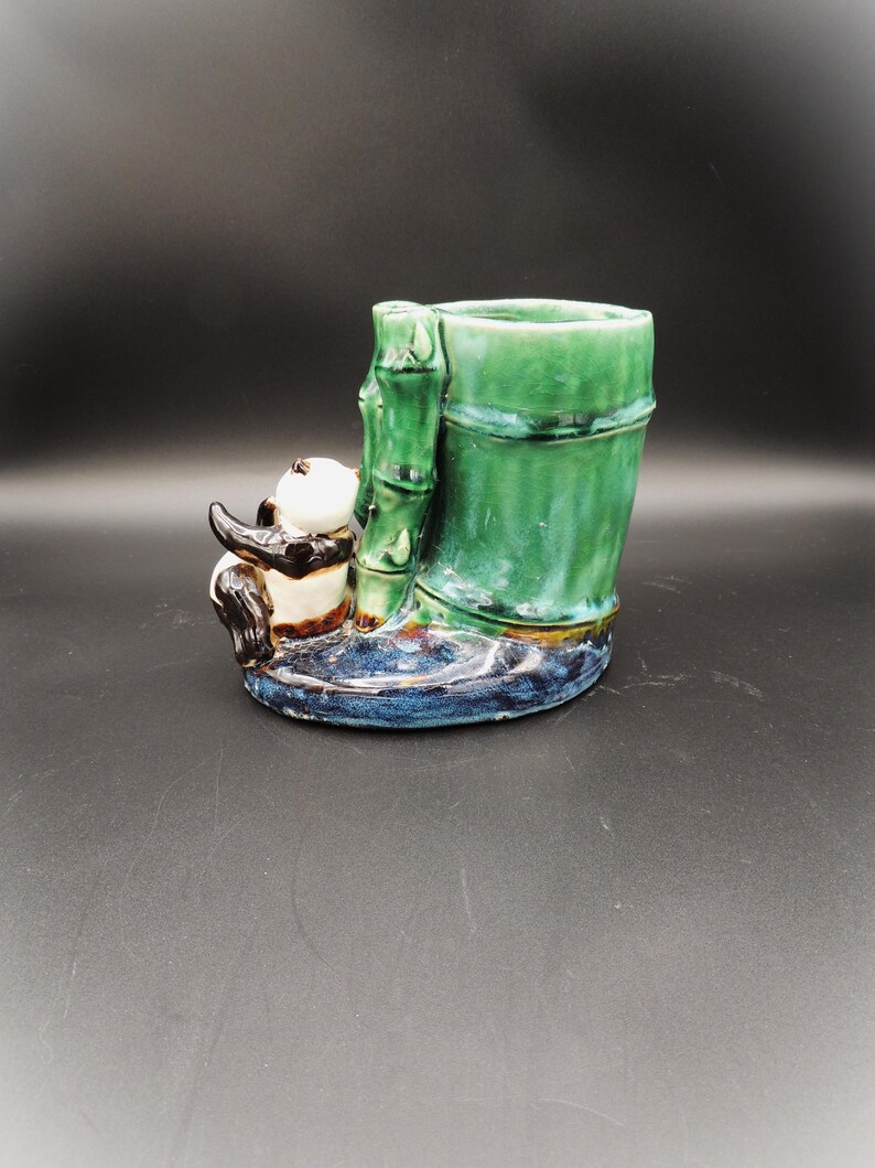 1960's Majolica Panda & Bamboo Vase Planter Signed. - Etsy
