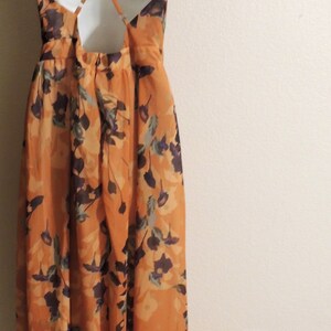 Vintage 1960's Ossie Clark Style Halter Dress with Spaghetti Straps and Orange Celia Birtwell Floral Print. image 4