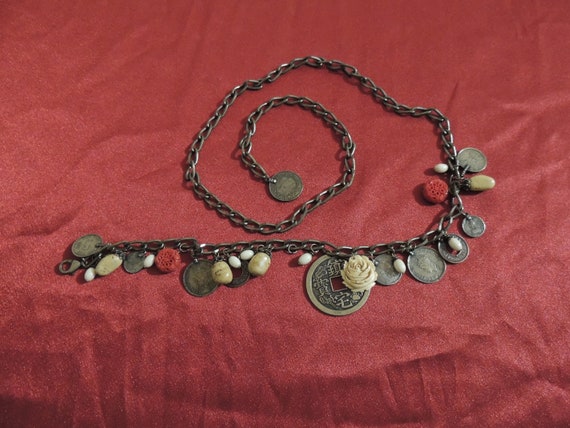 Vintage 1950 E. Indian belly dancer belt Vintage 1950s East Indian Belly Dancer Belt, With Old Coins  main image 4