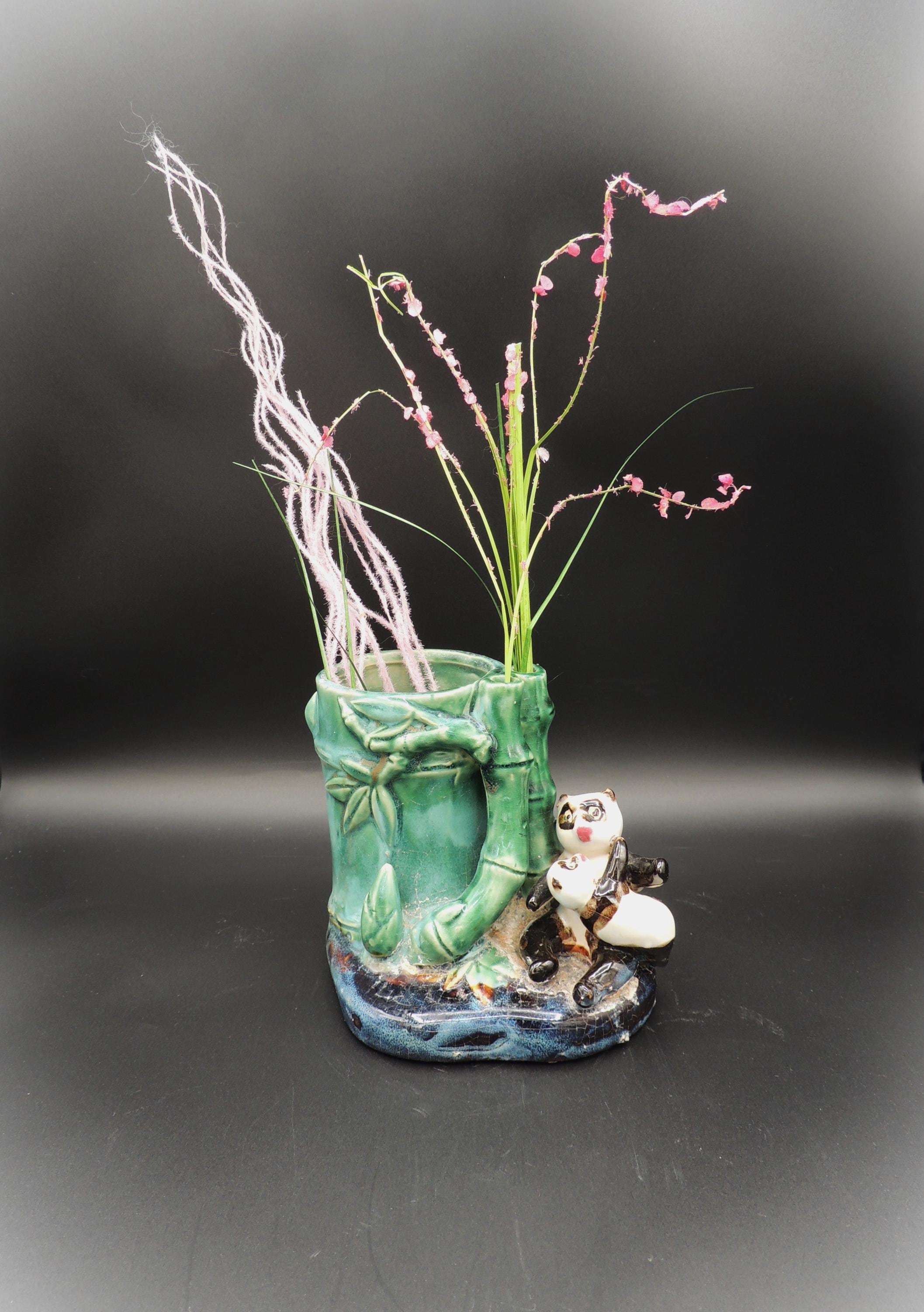 1960's Majolica Panda & Bamboo Vase Planter Signed. - Etsy