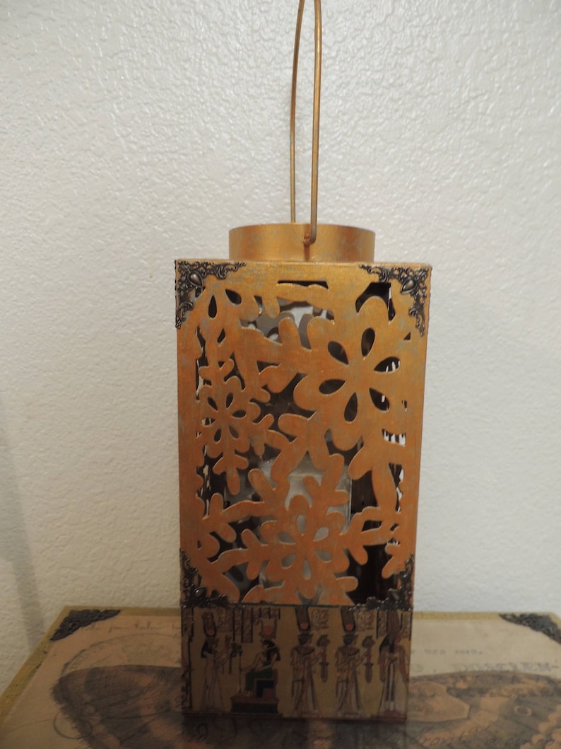 Egyptian Tarnished Copper Look Lantern / Candle Holder Etsy