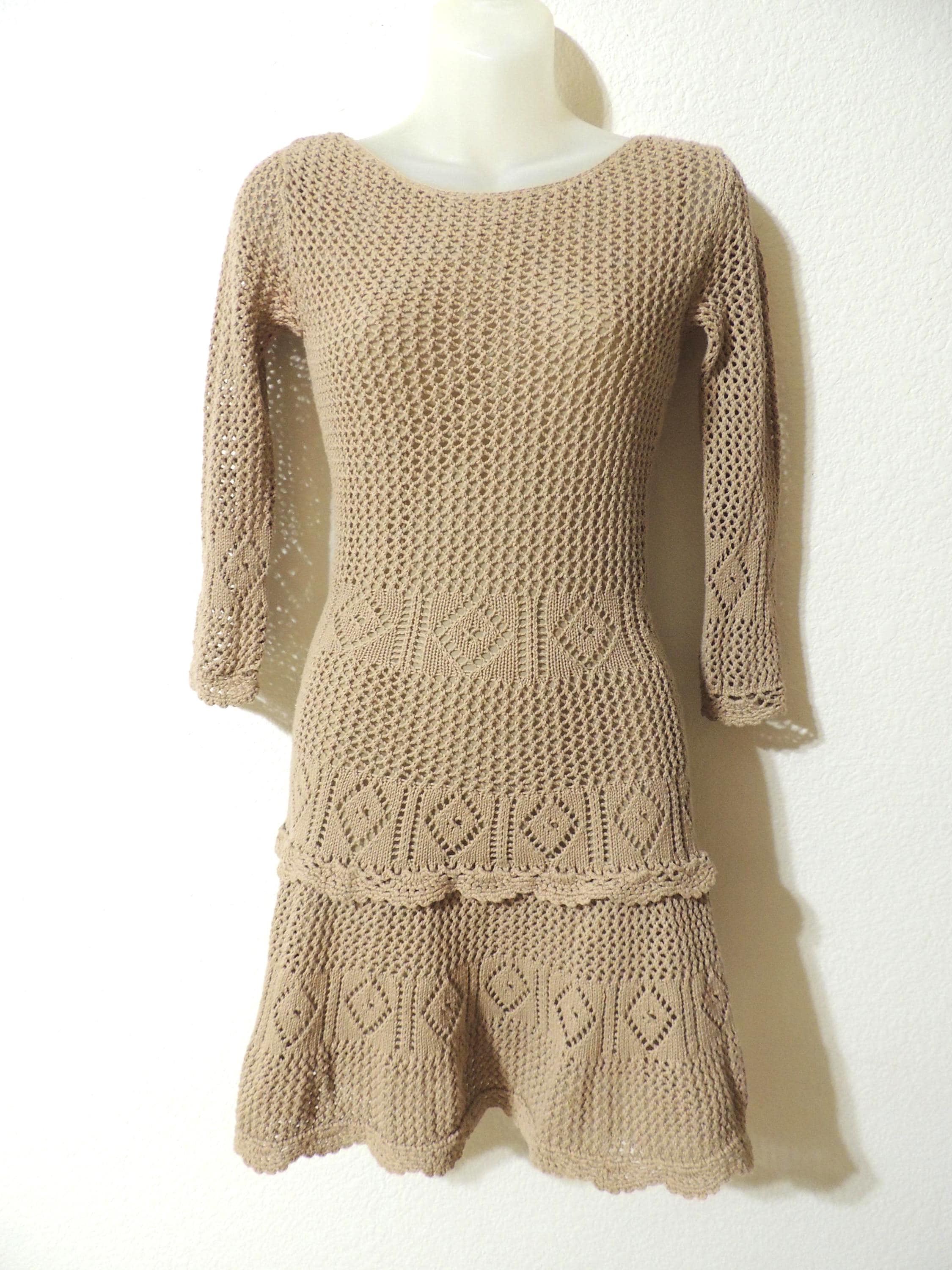 knitted open back maxi dress Wool-blend check-knit open-back dress main image 0