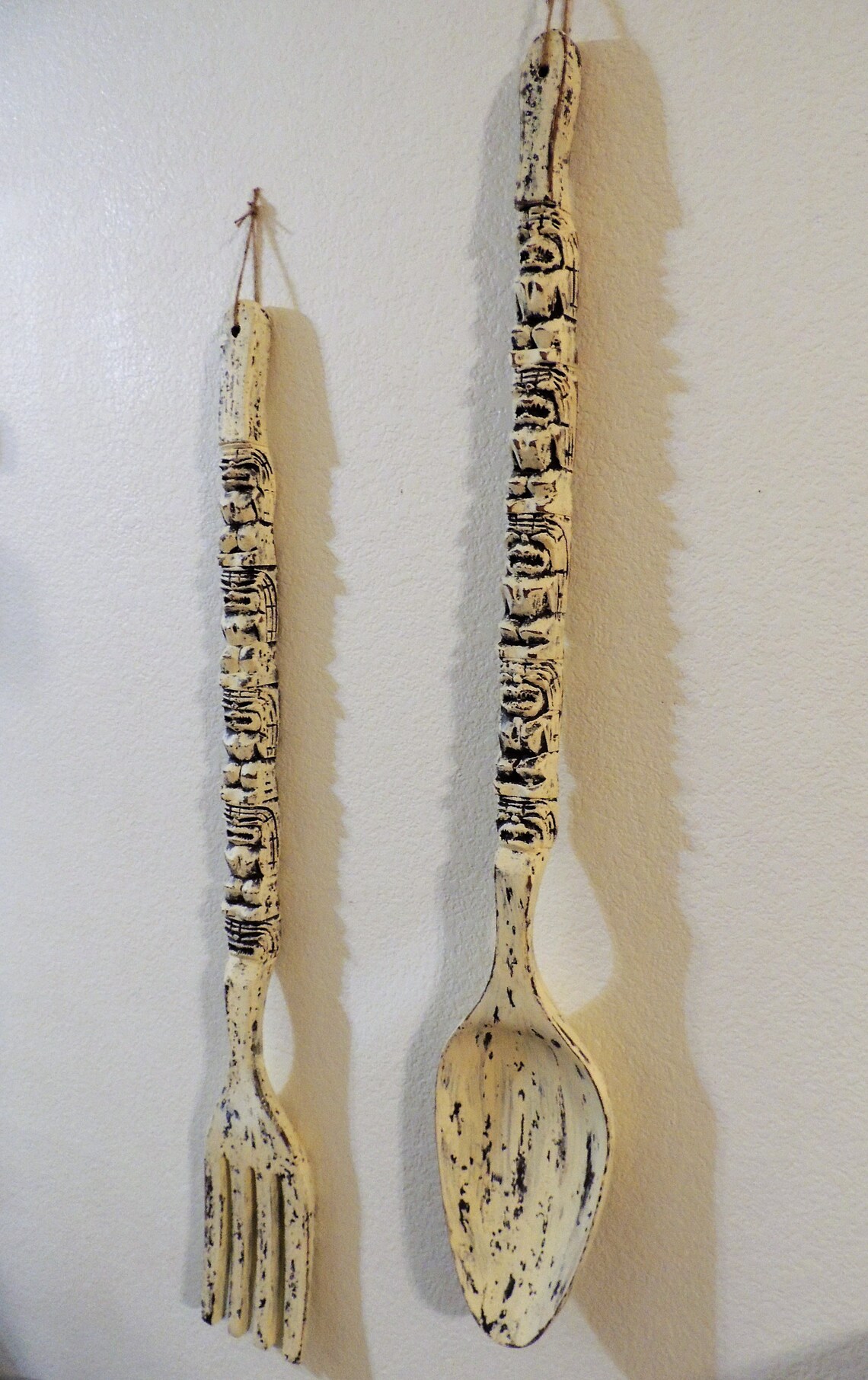Giant Hawaiian Carved Wood Tiki Fork and Spoon Set Wall Décor Etsy