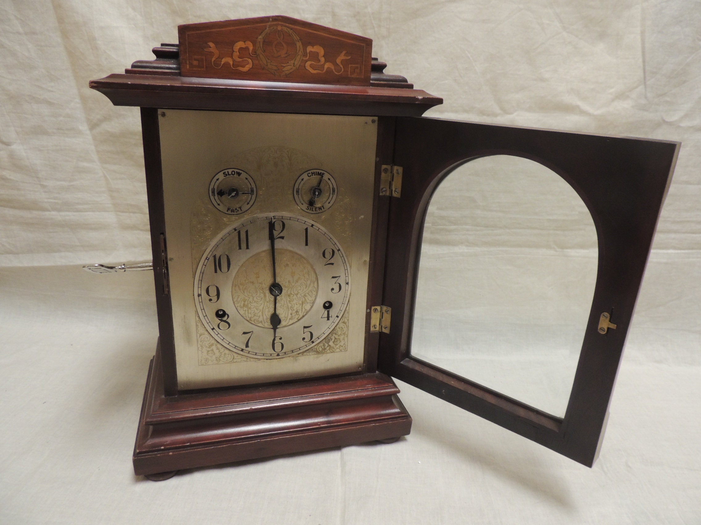 Early 1900s Kienzle Mahogany Mantel Clock Bracket Clock Hand