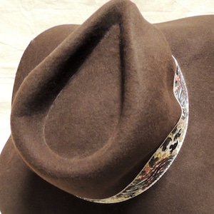 Floppy Hat, Animal Kingdom Panama Safari Animal Print and Bronze Pin on Hat Band.