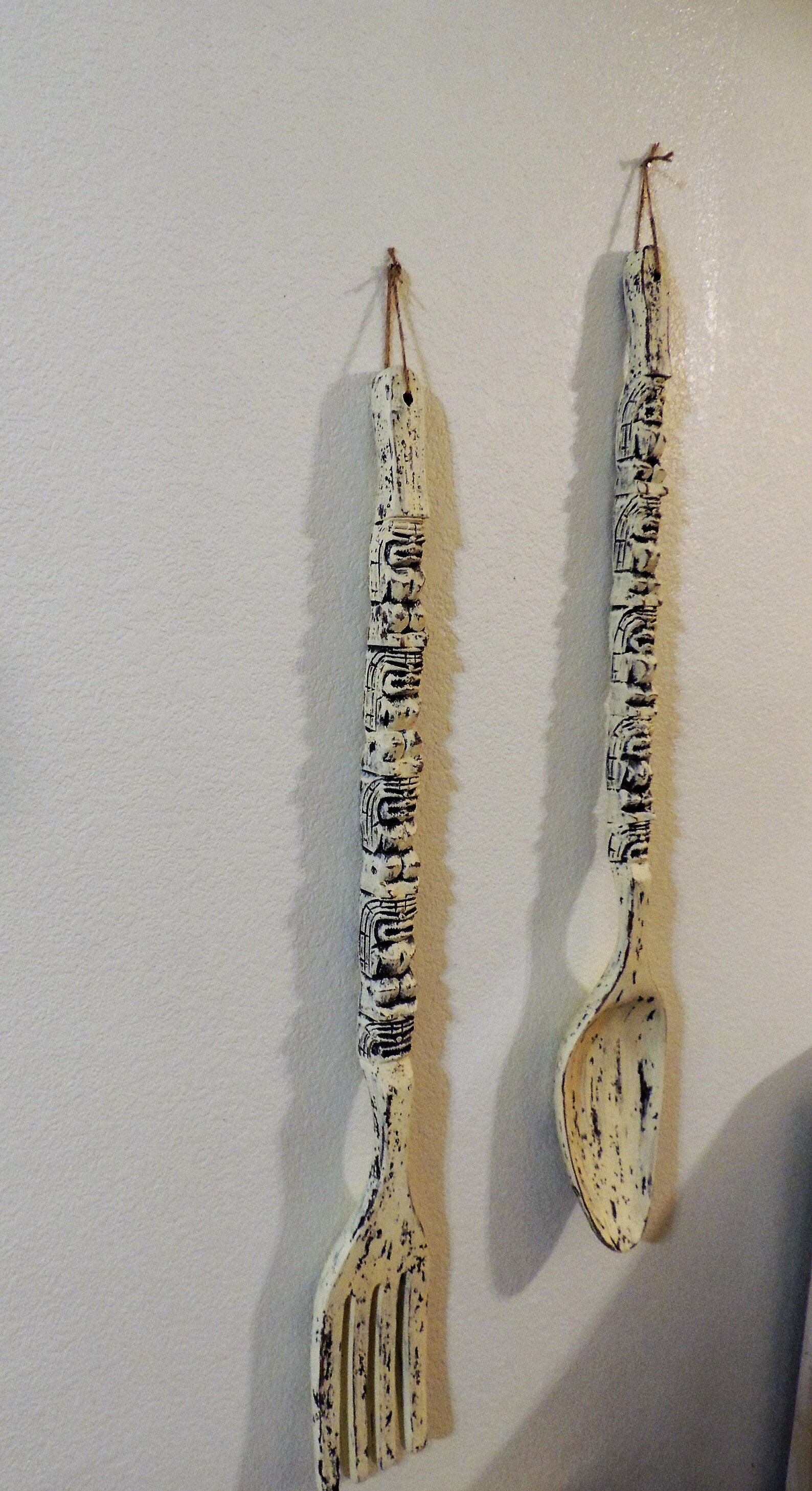 Giant Hawaiian Carved Wood Tiki Fork and Spoon Set Wall Décor Etsy