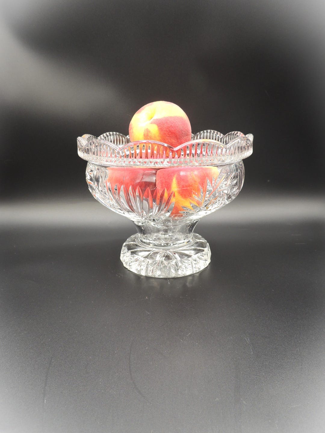 German Lausitzer 24% Lead Pinwheel Crystal Bowl With Pedestal, Compote ...