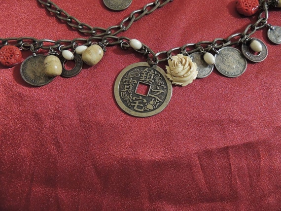 Vintage 1950 E. Indian belly dancer belt Vintage 1950s East Indian Belly Dancer Belt, With Old Coins  main image 3
