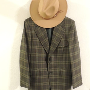 Vintage 1940&#39;s Suit Coat, Sports Jacket, Amalgamated Clothing, Union Made with Gingham Plaid Made by Durkin & Durkin.