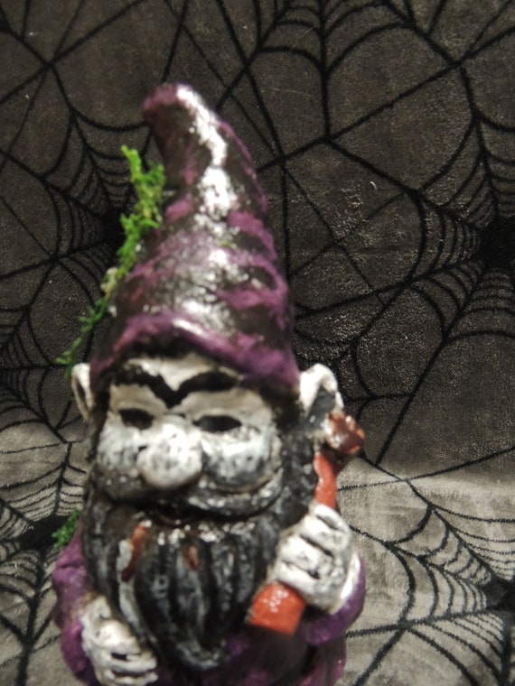 Zombie Garden Gnome Evil Gnome Creepy Gnome With Black Hair Etsy