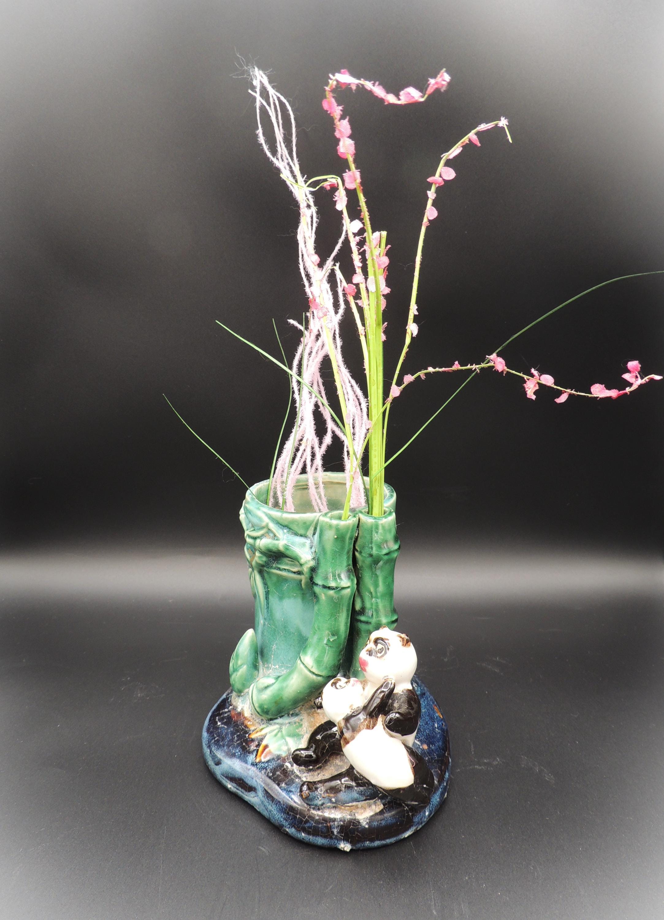 1960's Majolica Panda & Bamboo Vase Planter Signed. - Etsy