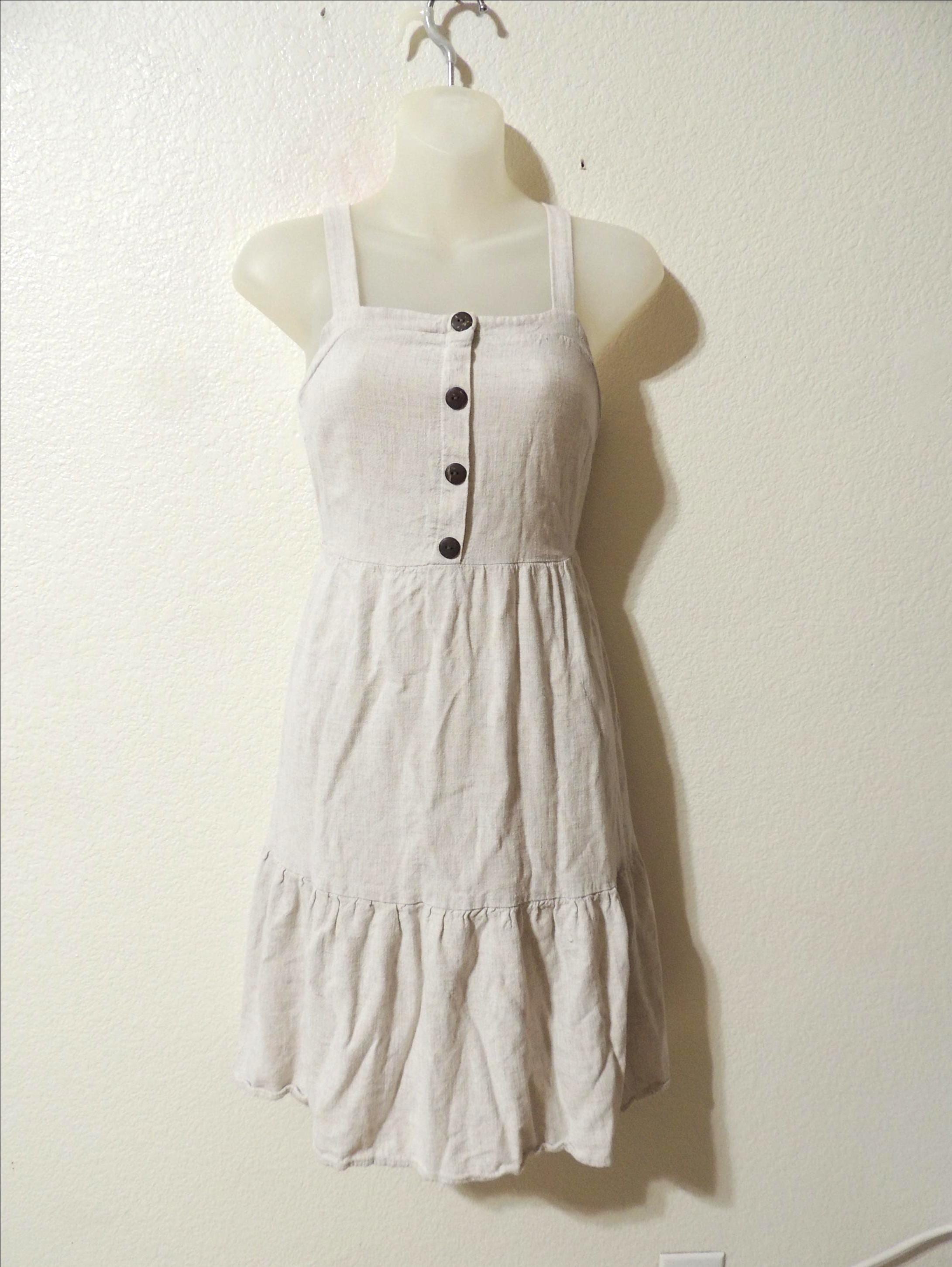 monteau los angeles linen dress Monteau Los Angeles Button-Front Linen Midi Dress. Boho, Cottage Core. Size  XS
