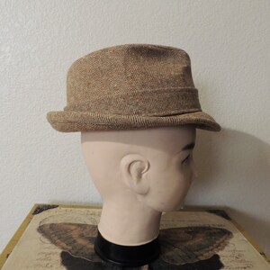 Vintage Men's Pendleton Fedora, size 7, Cream, Tan and Orange specks, Adjustable brim. image 7