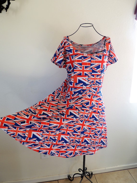 British Union Jack Flag Dress, by "CowCow" Size X… - image 1