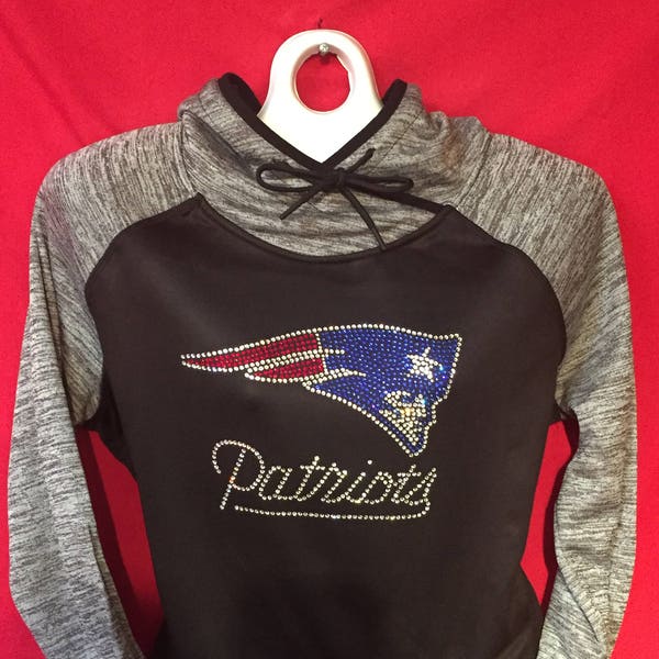 New England Patriots Rhinestone crystal women's HOODIE  Small, Medium, Large, XLarge, XXLArge. SHIPS In 1 DAY! Super Bowl Bling shirt