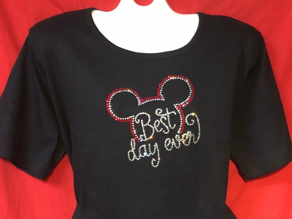 Mickey Mouse Best Day Ever Matching Shirts Disney World Rhinestone Crystal Womens  Shirt SHORT LONG Sleeve S, M, L, XL, Plus Size 1x, 2X, 3X 