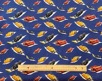 Cars Fabric, Lightning McQueen Fabric,   100% cotton, Quilting Cotton, 1/2 Yard 18" x 44", Fat Quarter 18" x 22"