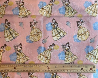 Tela de Disney, Tela de La Bella y la Bestia, Bella con vestido amarillo, Tela Fat Quarter, 100 % algodón, Algodón para acolchado