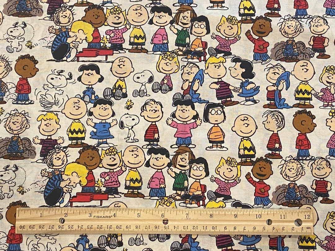 Peanuts Fabric, Charlie Brown Fabric, Snoopy Fabric, White Background