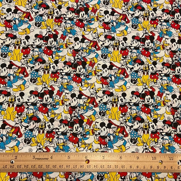 Mickey Mouse Fabric, FAB 5 Fabric, Daisy Fabric Fat Quarter Fabric, 100% cotton, Yard 36" x 44", Fat Quarters 18" x 22",  Remnant 36" x 10"
