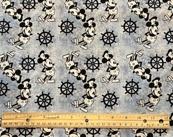 Disney Fabric, Mickey Fabric, Steamboat Willie Fabric, 100% cotton, Quilting Cotton, Mickey Mouse Fabric, **REMNANT 36L X 10W"