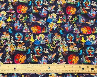 Disney Fabric, Walt, Pinocchio, Cinderella, Snow White, Sorcerer, Dumbo, Bambi, 100% cotton, Fat Quarters 18"x22", Yard 36"x44", Remnants