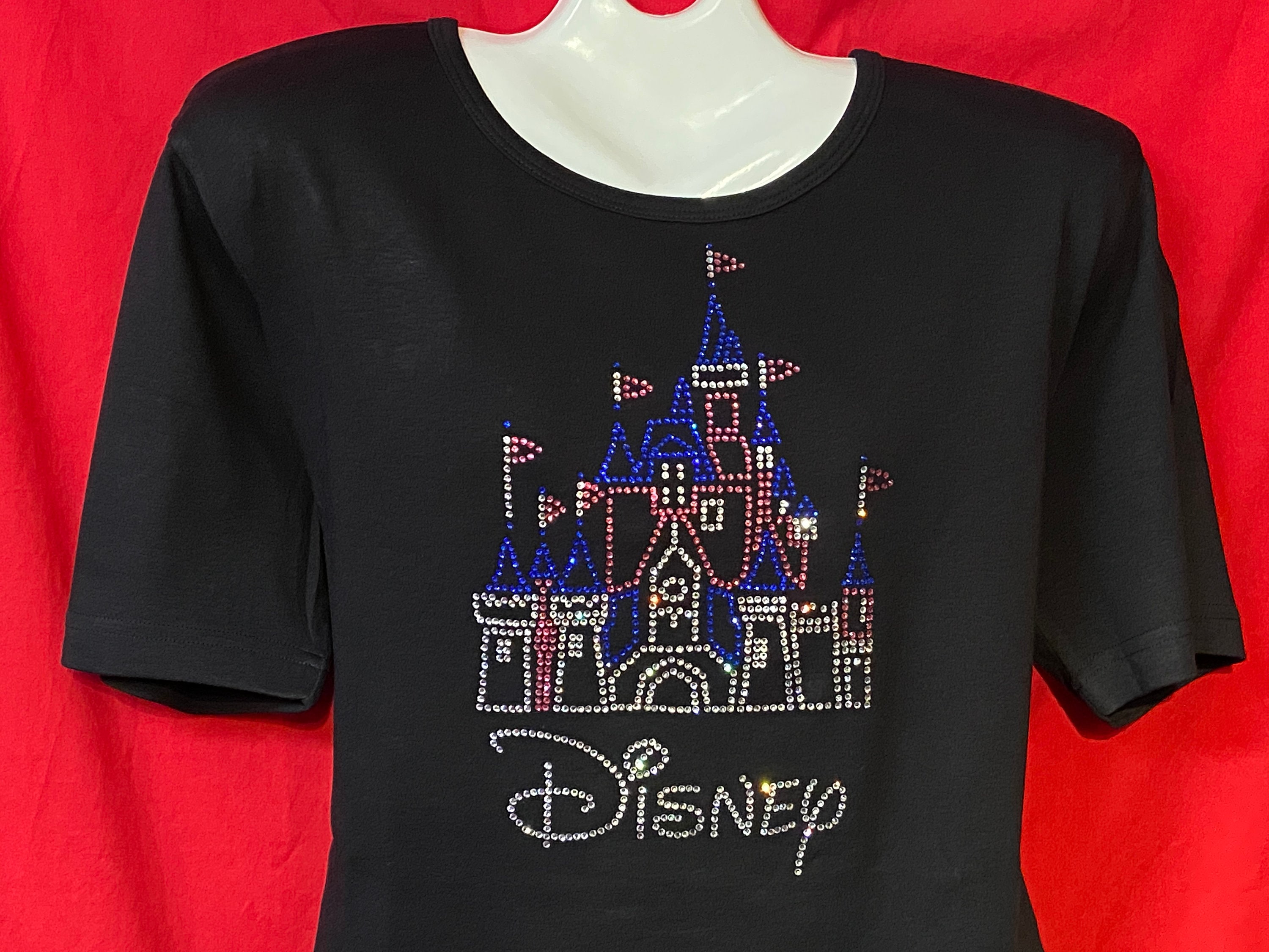Bedazzled Disney World Castle Rhinestone Shirt, Disney 50th Castle