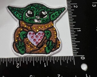 Parche de Disney deslumbrante / Parche de cristal / Parche de nailon para bolso / Aplique de Disney / Parches para chaquetas de mezclilla / UN PARCHE / Pegar / Groot / Grogu