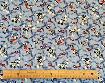 Mickey Fabric Sunglasses, Blue background,  100% cotton, Quilting Cotton,  Minnie Mouse Fabric, **Sold by 1/2 Yard**