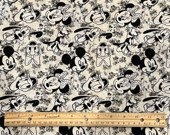 Disney Fabric, Mickey Fabric, Fab 5 Fabric, Daisy Duck, Donald Duck, Goofy Fabric, 100%  Cotton, Fat Quarter 18" x 22",Remnant 36" X 10"